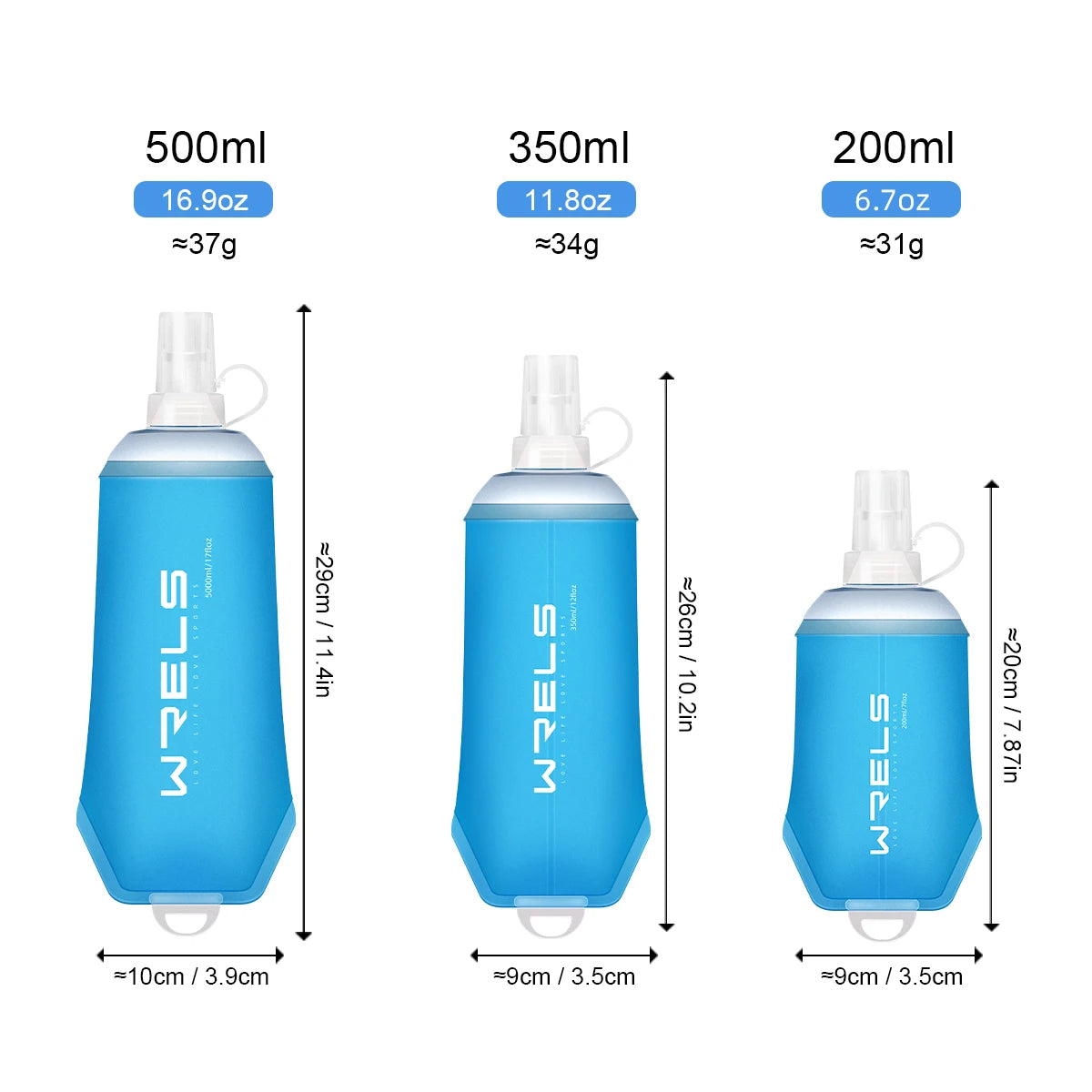 Outdoor Sport Water Bottle Camping Running Bicycle Soft Folding TPU Soft Flask Water Bag Large Diameter Light BPA Free