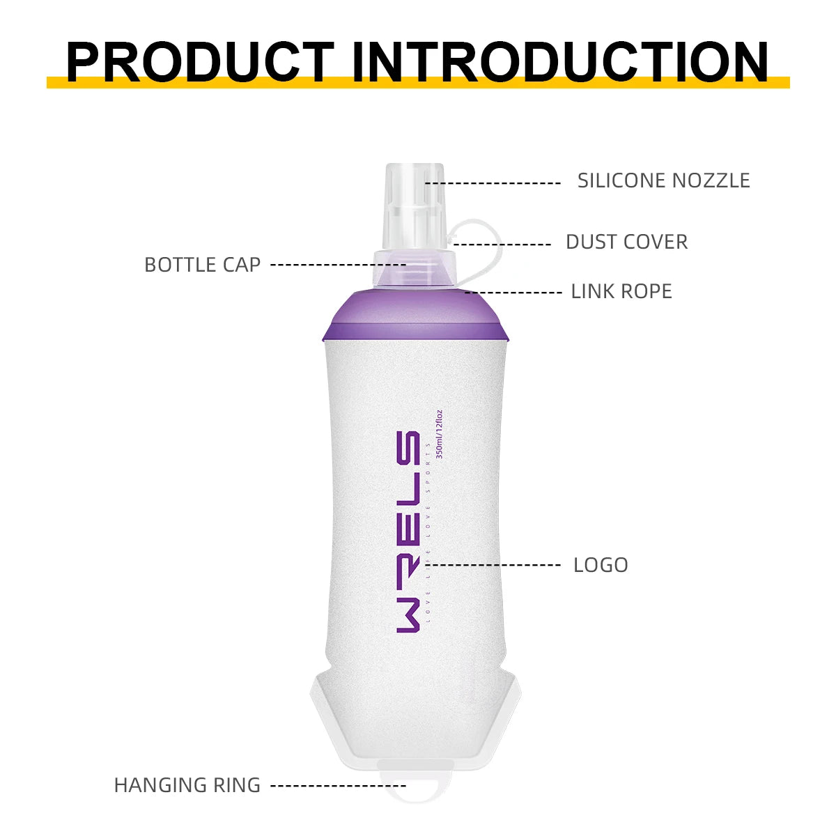 Outdoor Sport Water Bottle Camping Running Bicycle Soft Folding TPU Soft Flask Water Bag Large Diameter Light BPA Free