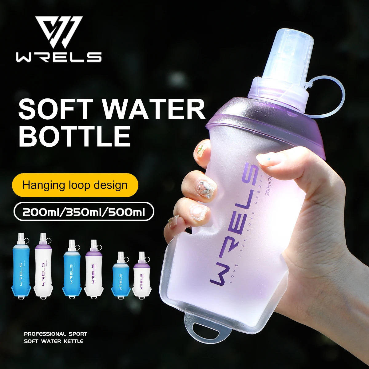 Outdoor Sport Water Bottle Camping Running Bicycle Soft Folding TPU Soft Flask Water Bag Large Diameter Light BPA Free